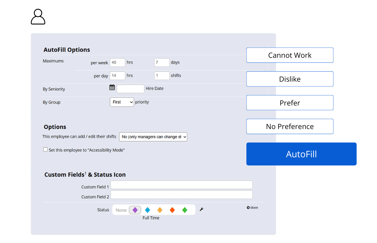 AutoFill schedules with employee work preferences